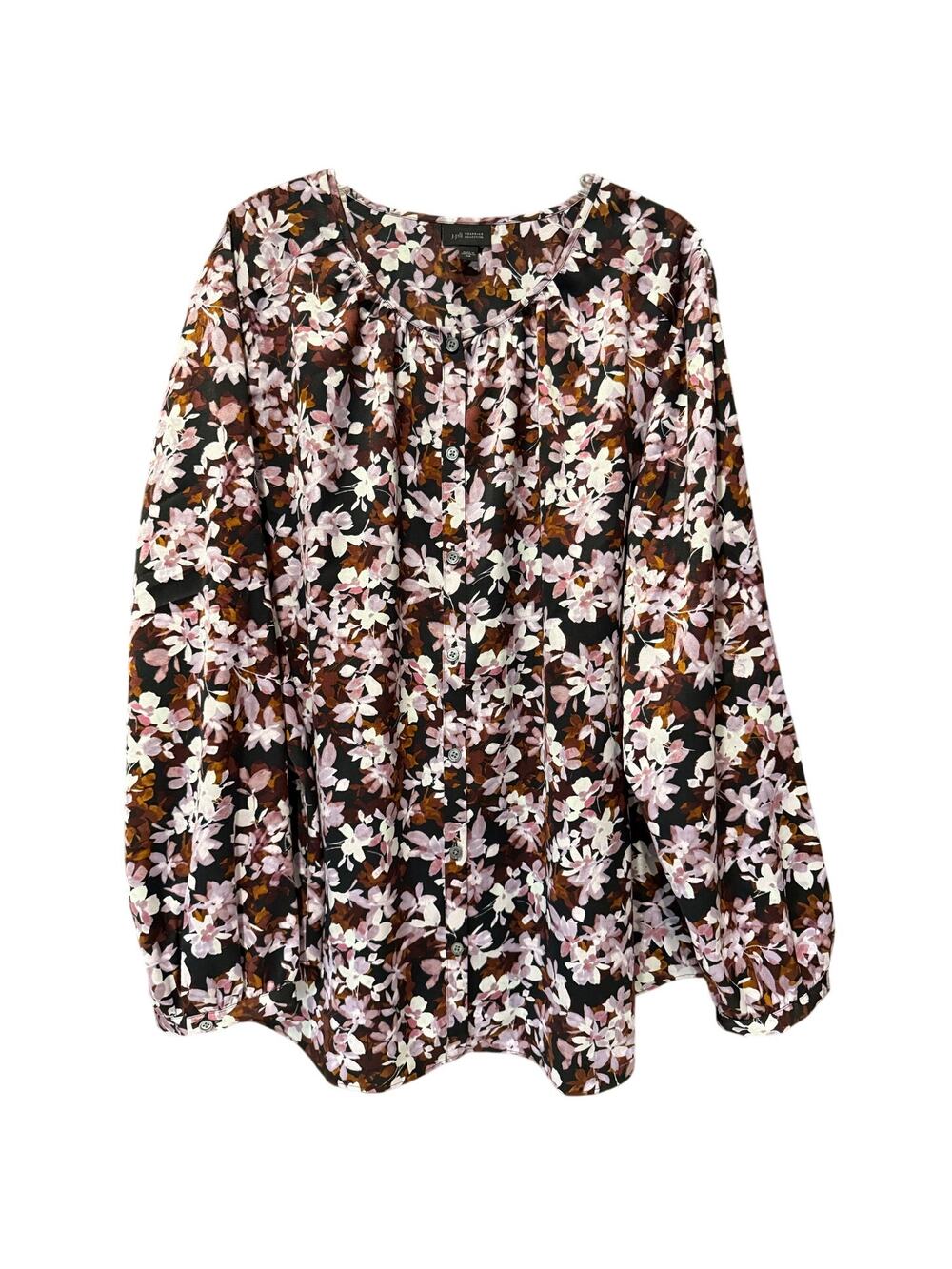 J Jill Wearever Collection Women's size 3X Purple floral button up Dressy Blouse